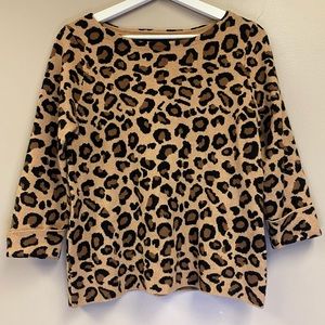 TAHARI leopard cheetah animal print sweater knit top size L